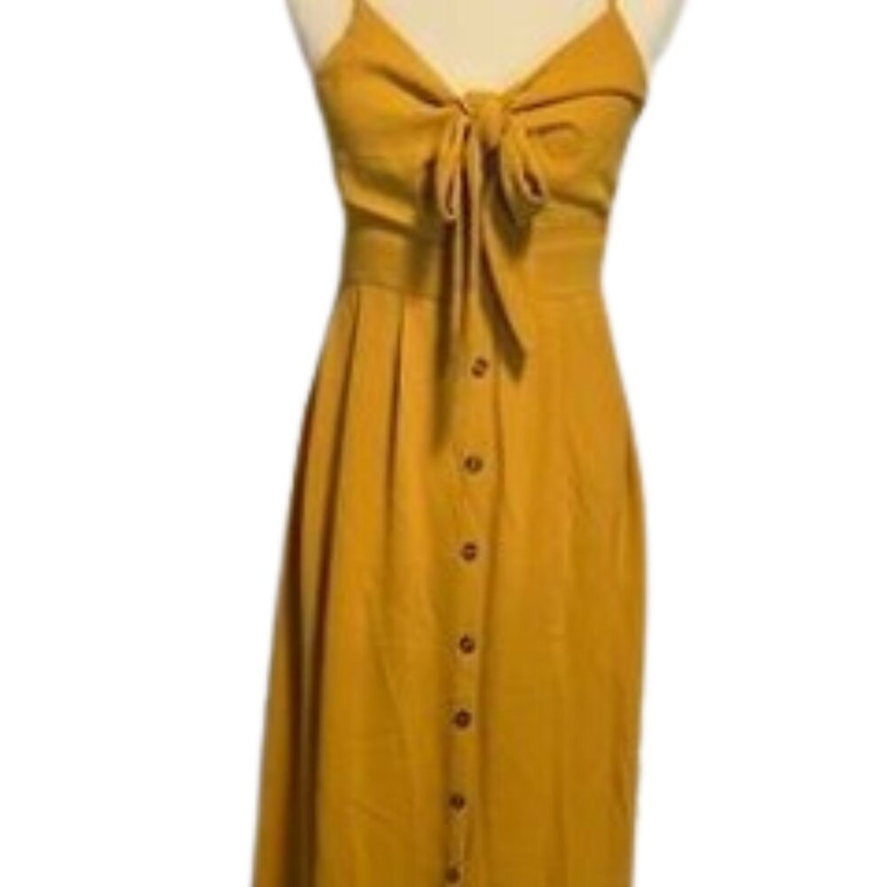 Mustard Tie-Front Midi Dress Shein women's size 6